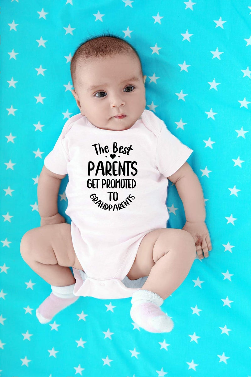 CBTwear The Best Parents Get Promoted to Grandparents Baby Bodysuit - Funny Infant Outfit- Infant Humor (Newborn, White) - Image 4
